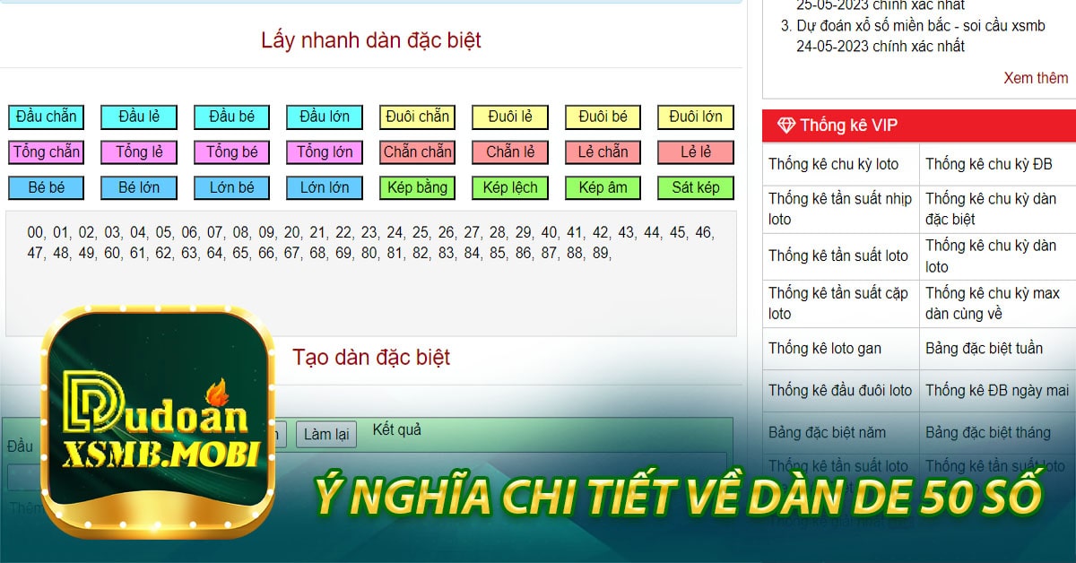 Ý Nghĩa chi tiết Về Dàn de 50 số